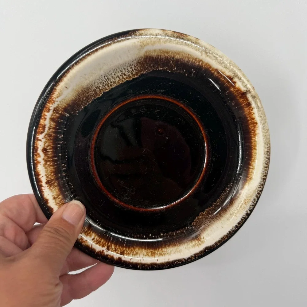 Pfaltzgraff 1970s Stoneware Brown Drip Glaze Saucer Plates Set of 4 6.25